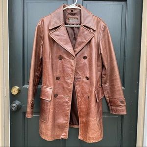 Guess Vintage Leather Coat Jacket - Medium